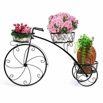 2x Outdoor Indoor Pot Plant Stand Garden Decor Flower Rack Wrought Iron Bicycles