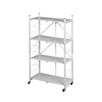 Foldable Storage Shelf Display White 4 Tiers