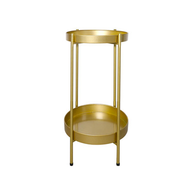 2 Tier Plant Stand Metal Flower Gold Medium