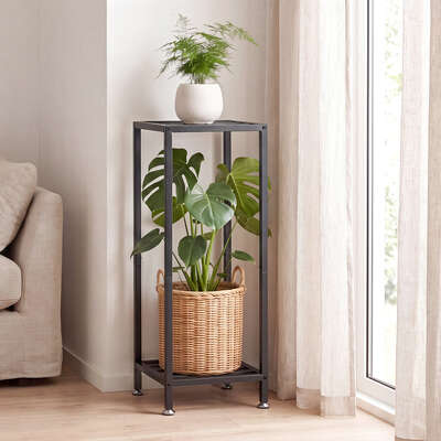 2 Tier Metal Plant Stand 76cm Corner Shelf | EXTG