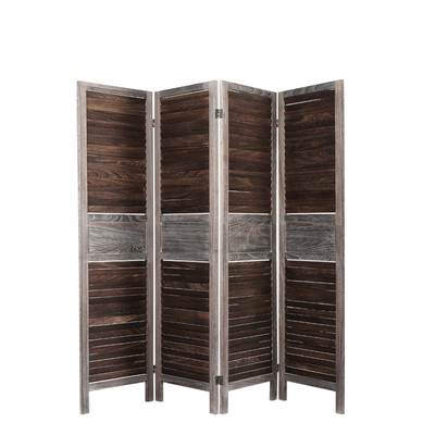 4 Panel Partition Room Divider Brown