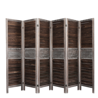 Room Divider 6 Panel Folding Brown