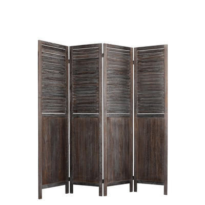4 Panel Room Divider Folding Brown