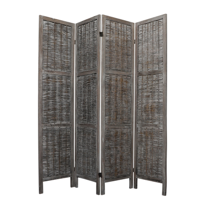 4 Panels Partition Room Divider Grey