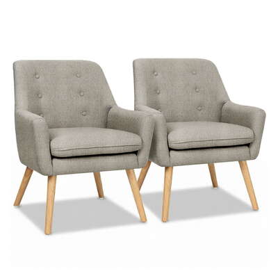  2X Armchair Lounge Chair Accent Tub Chair Beige ANNE