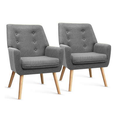  2X Armchair Lounge Chair Accent Tub Chair Grey ANNE