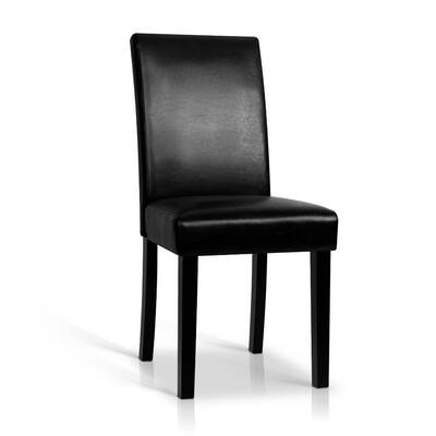 Set of 2 PU Leather Dining Chairs - Black