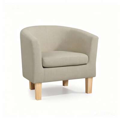 Abby Beige Armchair Tub Chair Upholstered Lounge Accent Seat