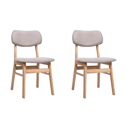 Dining Chairs Kitchen Cafe Wood Chair Fabric Pad Beige x2