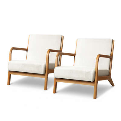  2X Armchair  Fabric Beige - Comfort and  Style