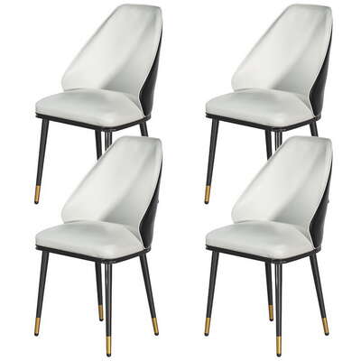 Dining Chairs Set of 4 Leather Seat Beige and Black - Modern