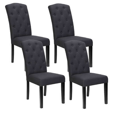 Dark Grey Linen Parsons Chairs, Set of 4 for Dining Room - Stylish