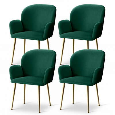 Dining Chair Set 4 Velvet Armchair Modern Upholstered Green