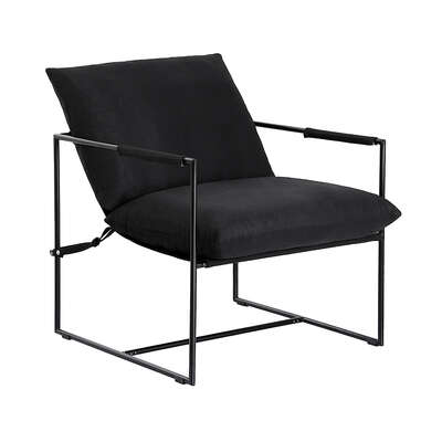Sleek Black Sling Armchair  Lounge Chair for Living Room or Office