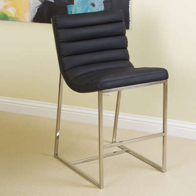 Black Leather Bar Stool Auburn Modern Adjustable Bar Chair Kitchen