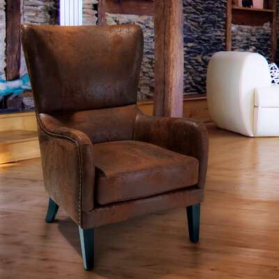 Salerno Brown Microfibre High Back Armchair