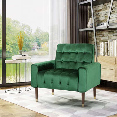 Lewisham Emerald Tufted Velvet Armchair