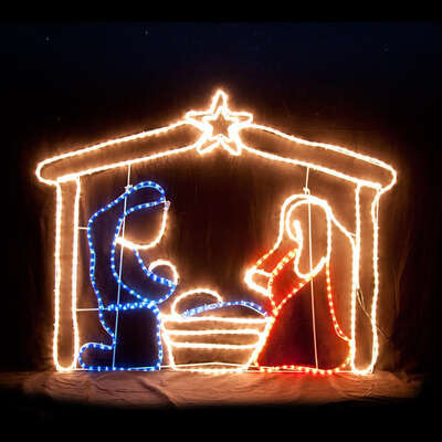 Led nativity scene christmas motif rope light display