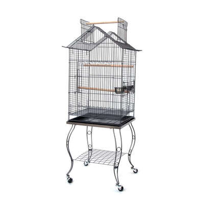 Bird parrot cage with stand cockatiel amazon african grey caique conure black
