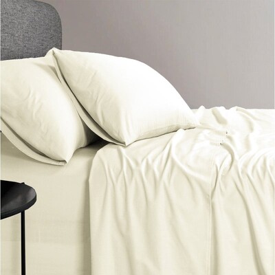 1200TC Organic Cotton Single Sheet Sets Cream 