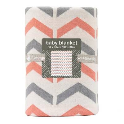 Weegoamigo Cotton Knitted Blanket - Ziggy Coral
