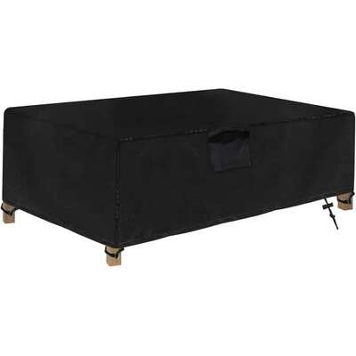 Outdoor Coffee Table Cover Waterproof Windproof Rectangular Patio Furniture 42x24x18in Black