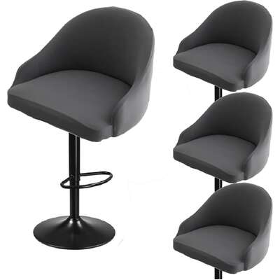 4PCS Bar Stool Slipcovers Stretch Swivel Chair Covers with Back Grey