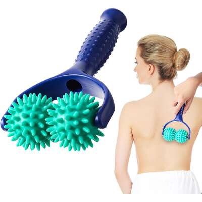 Spiky Massage Ball Roller Handheld 2 Wheel Silicone Muscle Massage Tool For Body