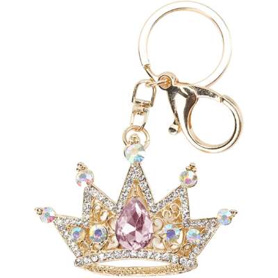 Crown Keychain Gold 3D Rhinestone Sparkling Charm Key Ring For Women Girls