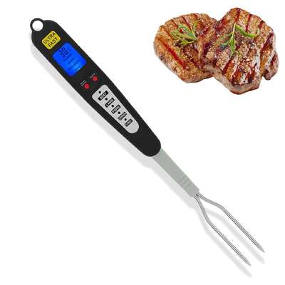 Meat Thermometer Digital Fork Fast Read LED Display Stainless Steel Probe For Grilling