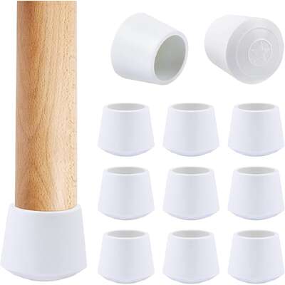 16PCS 1-Inch Chair Leg Caps Non-Slip Rubber Bar Stool Furniture Feet Floor Protectors White