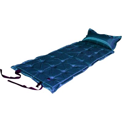 21-Points Self-Inflatable Satin Air Mattress With Pillow - Dark Blue