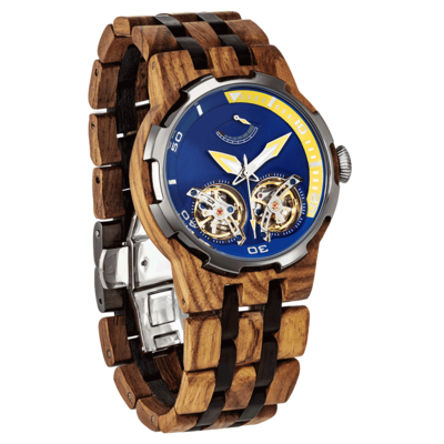 Men Dual Wheel Automatic Ambila Wood Watch