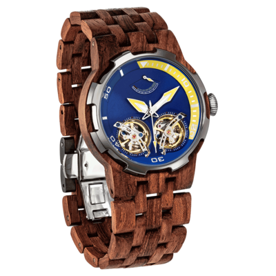 Men Dual Wheel Automatic Kosso Wood Watch
