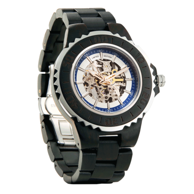 Men Genuine Automatic Ebony Wooden Watches No Battery Needed
