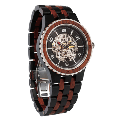 Men Premium Self-Winding Transparent Body Ebony Rosewood Watches