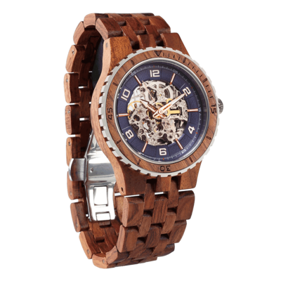Men Premium Self-Winding Transparent Body Kosso Wood Watches