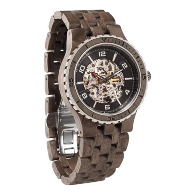 Men Premium Self-Winding Transparent Body Walnut Wood Watches