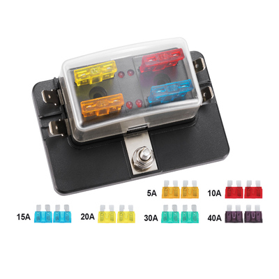 4 Way Blade Fuse Block Holder with Led Indicator