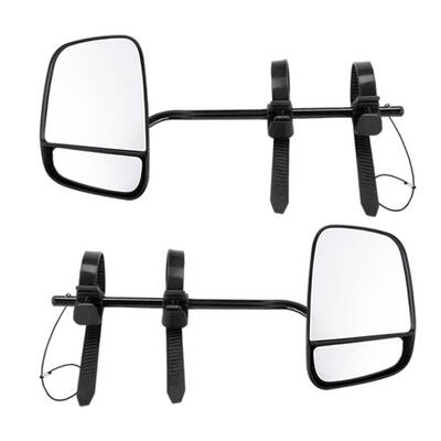 SAN HIMA Pair Towing Mirrors Multi Fit Clamp on Towing Caravan 4X4 Trailer Heavy Duty