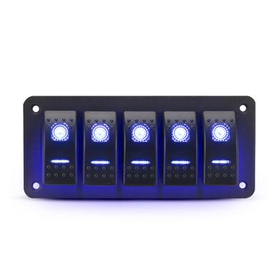 5 Gang Rocker Switch Panel Pre Wired Dual LED