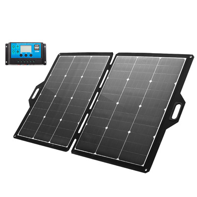 160W 12V Folding Solar Panel Kit Camping Charging