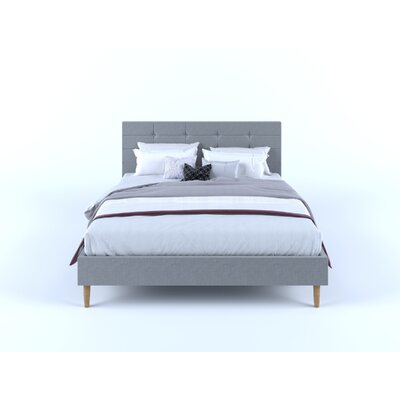 Stylish tufted fabric Bed Frame - Stone Grey Double