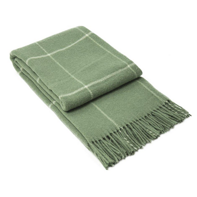 Brighton Throw - 100% NZ Wool - Sage Striped