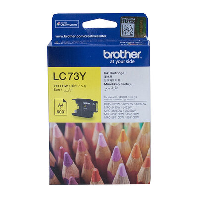 Brother LC-73Y Yellow High Yield Ink - DCP-J525W/J725DW/J925DW, MFC-J6510DW/J6710DW/J6910DW/J5910DW/J430W/J432W/J625DW/J825DW - up to 600 pages