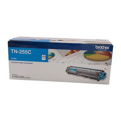 TN-255C Colour Laser Toner - Cyan High Yield Cartridge - 2,200 Pages
