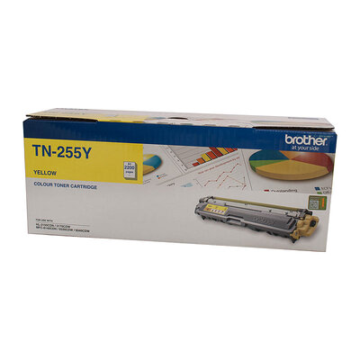 TN-255Y Colour Laser Toner - Yellow High Yield Cartridge- 2,200 Pages