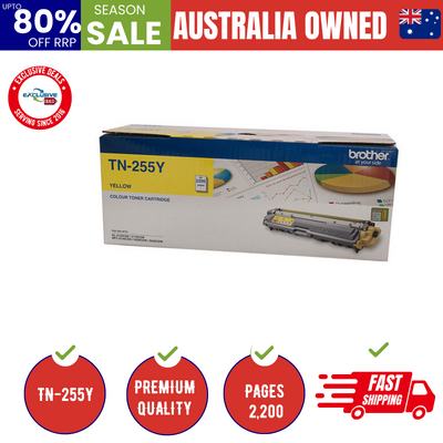 TN-255Y Colour Laser Toner - Yellow High Yield Cartridge- 2,200 Pages