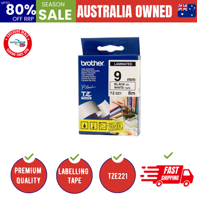 TZe221 Labelling Tape 9mm Black on White TZE Tape