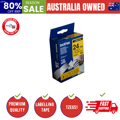 Tze651 Labelling Tape 24Mm Black On Yellow Tze Tape